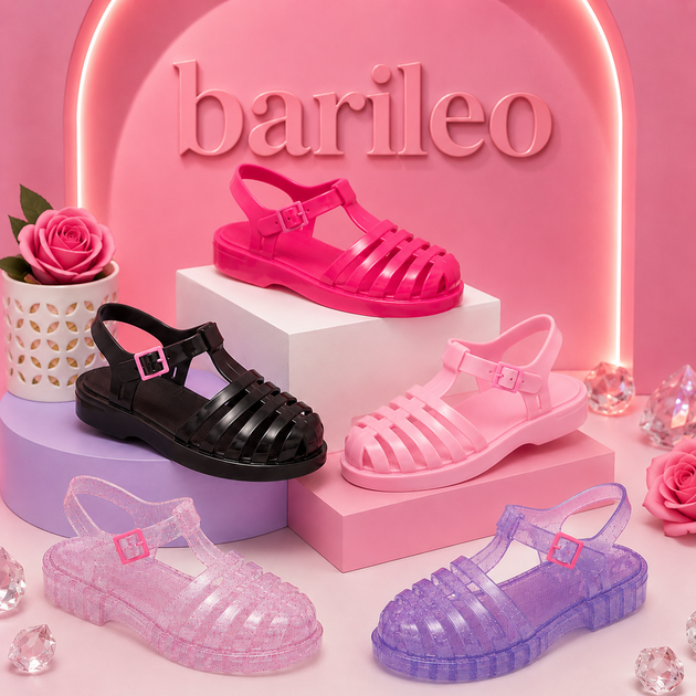 **Kit 2 Sandália Infantil Jelly Barileo Colorida com Tiras e Fivela – Confortável e Estilosa**