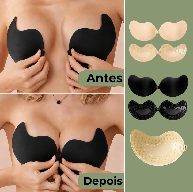 Soutien sem Alças Adesivo de Silicone Sutiã Invisível, Respirável, Reutilizável e Lavável | Levanta, Aproxima e Modela Naturalmente-semalca-push up